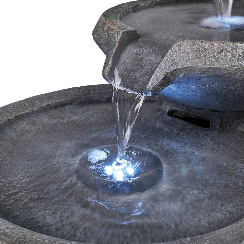 Pagoda Tiered Outdoor Fountain W/3 White Leds Hi-Line Gift Ltd.