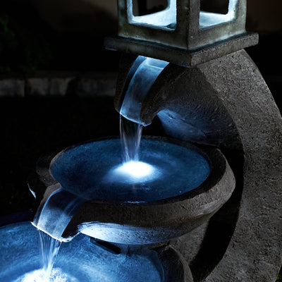 Pagoda Tiered Outdoor Fountain W/3 White Leds Hi-Line Gift Ltd.