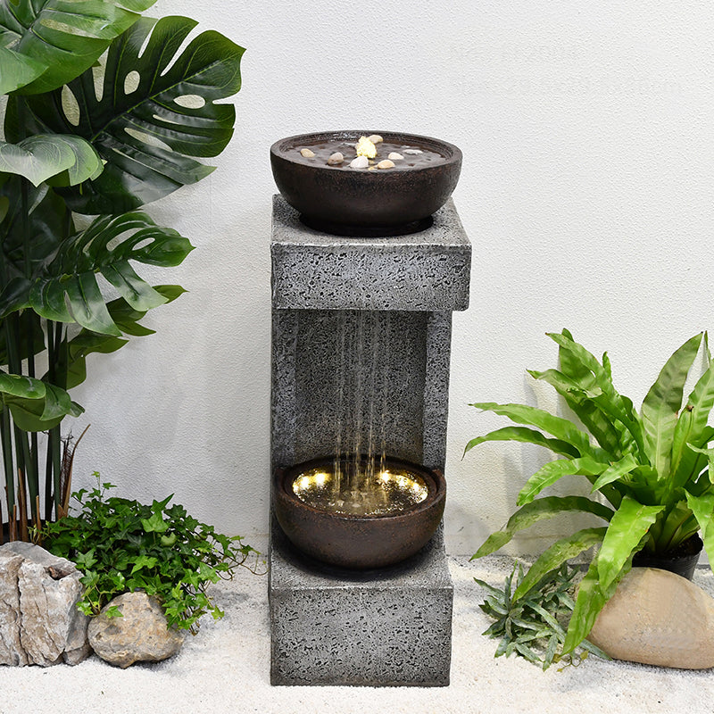 Rainfall Fountain W/bowl On Top W/leds – Hi-Line Gift Ltd.