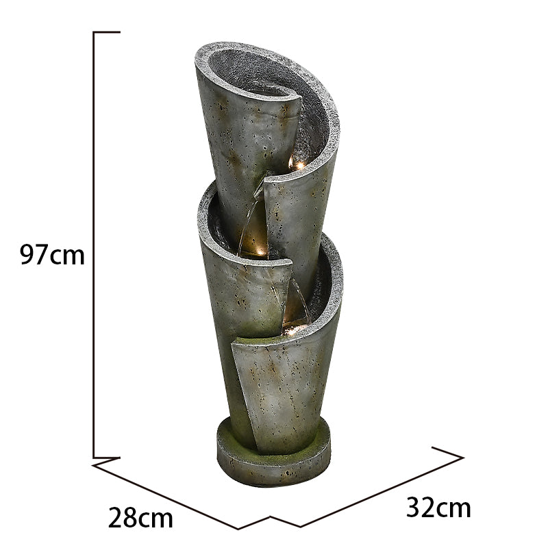 Multi-leveled Solar Powered Fountain With Warm White Leds Hi-Line Gift Ltd.
