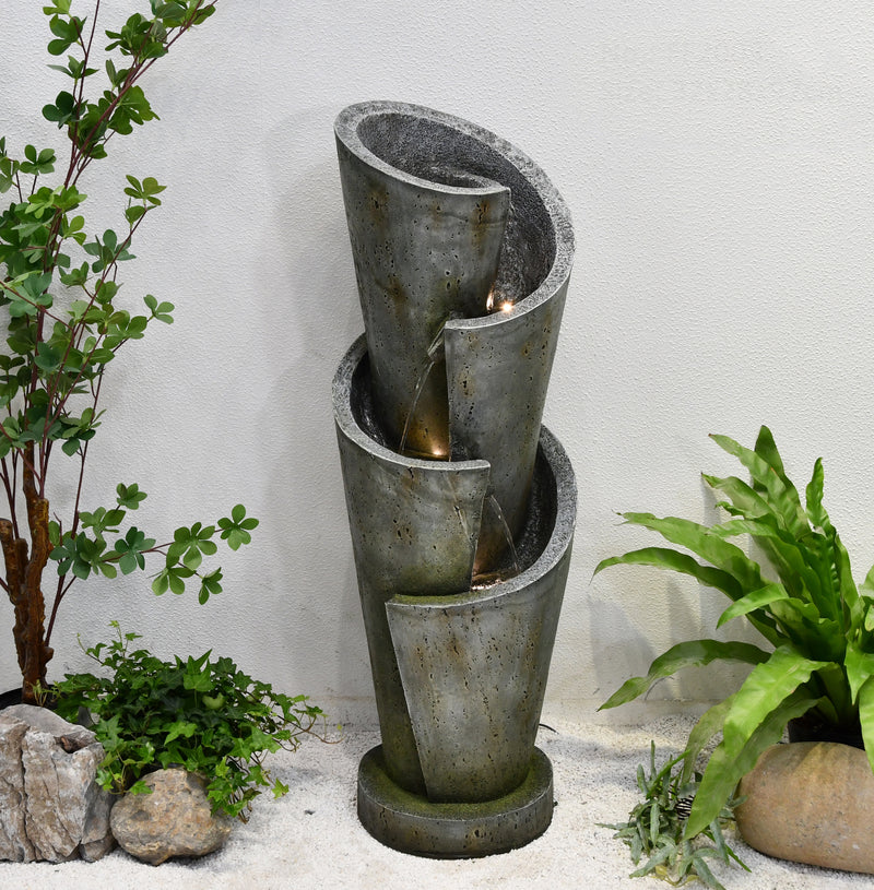 Multi-leveled Solar Powered Fountain With Warm White Leds Hi-Line Gift Ltd.