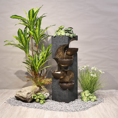 Stacking Bowls Fountain W/4 Ww Led Lights Hi-Line Gift Ltd.