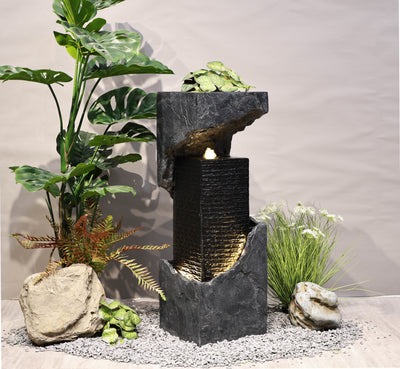 Outdoor Waterfall Fountain W/warm White Leds Hi-Line Gift Ltd.