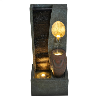 Rainfall Vase Fountain W/3 Ww Leds Hi-Line Gift Ltd.