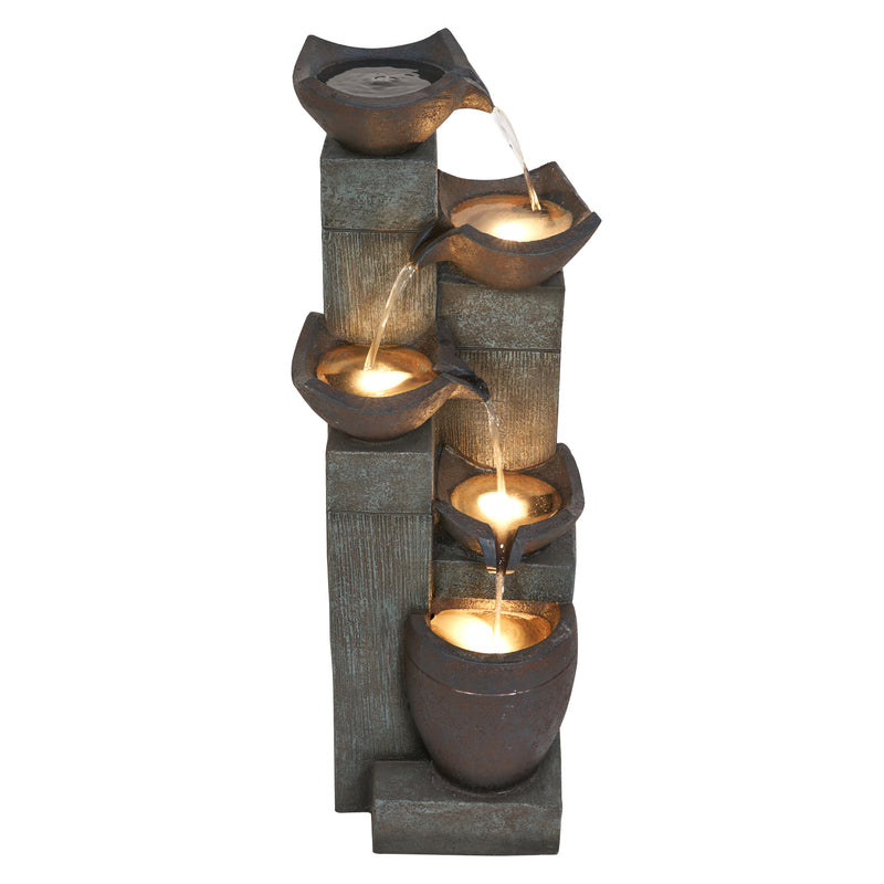 Cascading Water Fountain W/4 Ww Leds Hi-Line Gift Ltd.