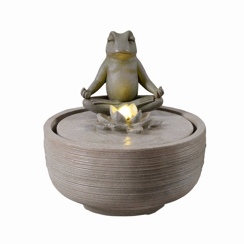 79761 - 15" H Meditating Frog Water Fountain W/LEDs Hi-Line Gift Ltd.