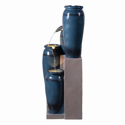 79763 - 39" H Multi-Tiered Lighted Jug Water Fountain Indoor/Outdoor Use Hi-Line Gift Ltd.