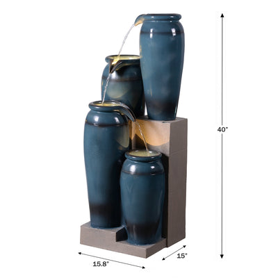 79763 - 39" H Multi-Tiered Lighted Jug Water Fountain Indoor/Outdoor Use Hi-Line Gift Ltd.