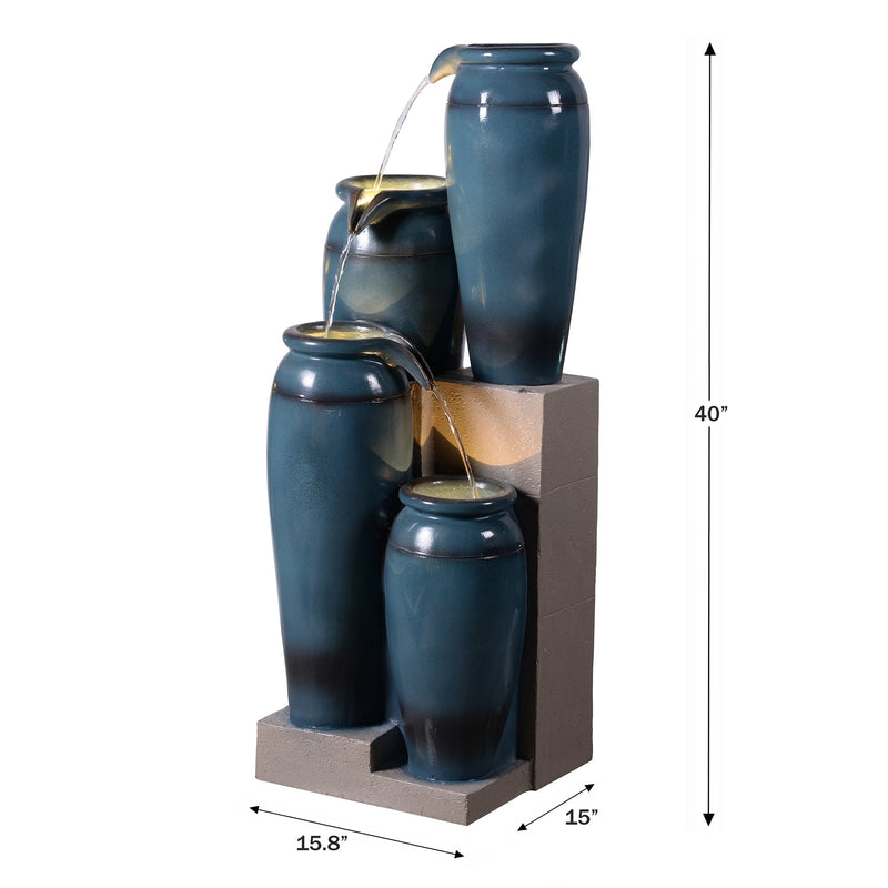 79763 - 39" H Multi-Tiered Lighted Jug Water Fountain Indoor/Outdoor Use Hi-Line Gift Ltd.