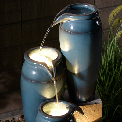 79763 - 39" H Multi-Tiered Lighted Jug Water Fountain Indoor/Outdoor Use Hi-Line Gift Ltd.