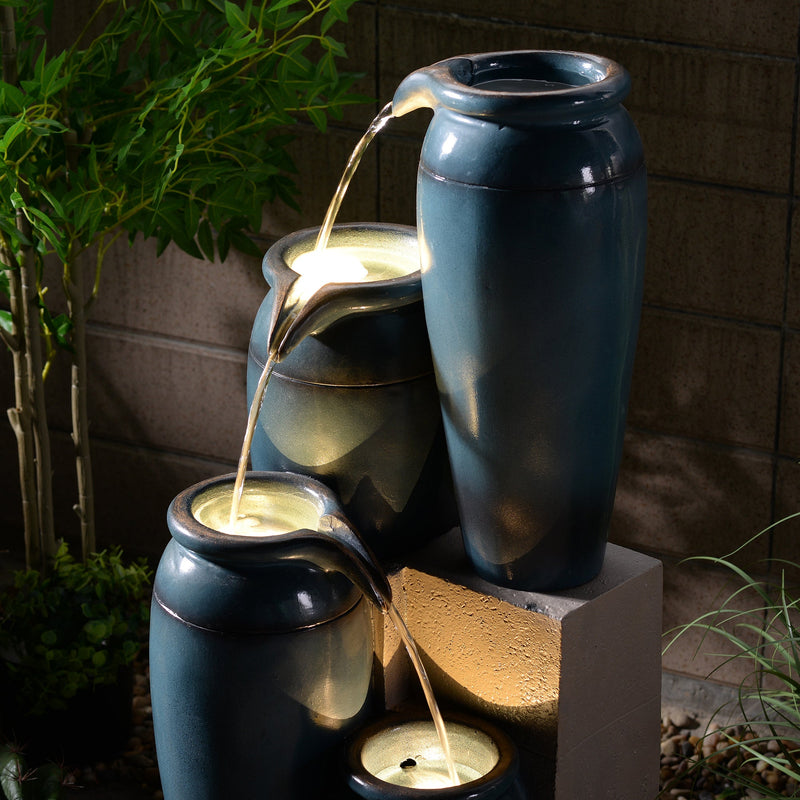 79763 - 39" H Multi-Tiered Lighted Jug Water Fountain Indoor/Outdoor Use Hi-Line Gift Ltd.