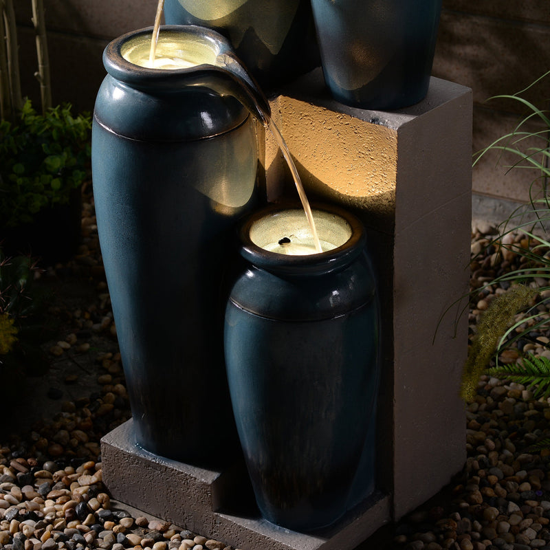 79763 - 39" H Multi-Tiered Lighted Jug Water Fountain Indoor/Outdoor Use Hi-Line Gift Ltd.