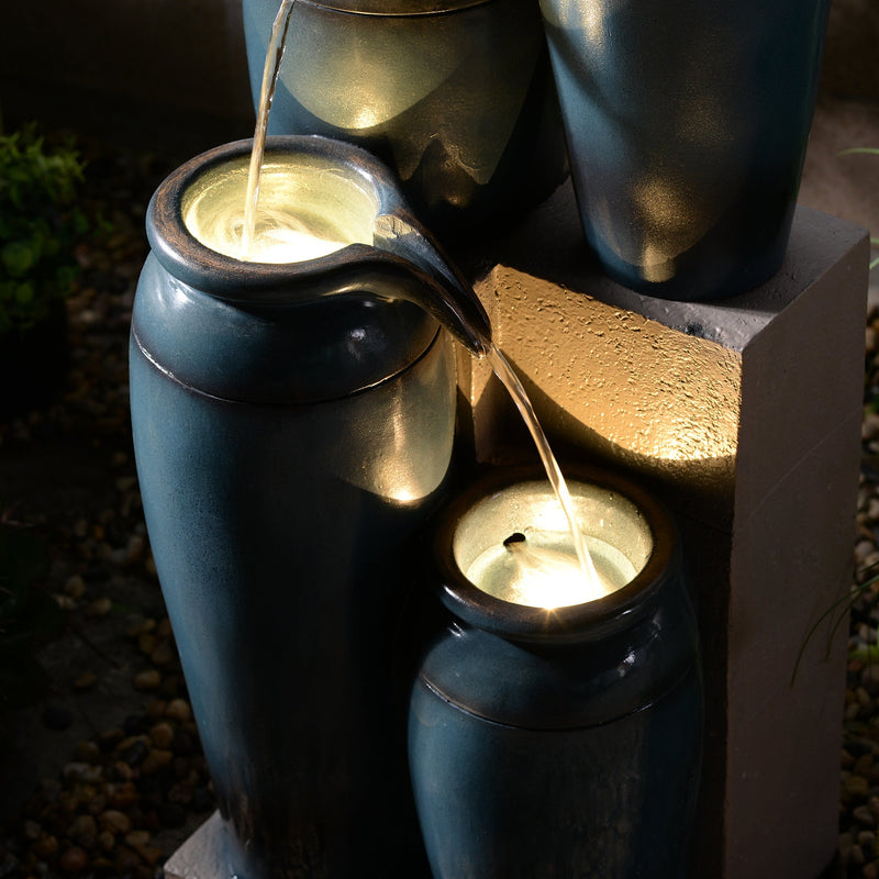 79763 - 39" H Multi-Tiered Lighted Jug Water Fountain Indoor/Outdoor Use Hi-Line Gift Ltd.
