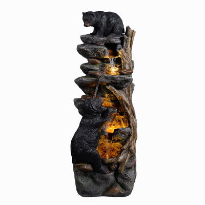 79764 - 37" H Bear Climbing Water Fountain Outdoor W/LEDs Hi-Line Gift Ltd.
