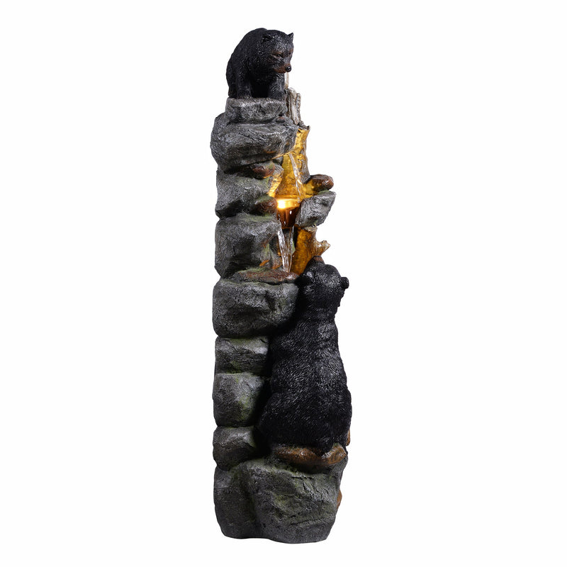 79764 - 37" H Bear Climbing Water Fountain Outdoor W/LEDs Hi-Line Gift Ltd.