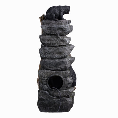 79764 - 37" H Bear Climbing Water Fountain Outdoor W/LEDs Hi-Line Gift Ltd.