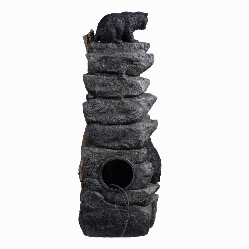 79764 - 37" H Bear Climbing Water Fountain Outdoor W/LEDs Hi-Line Gift Ltd.