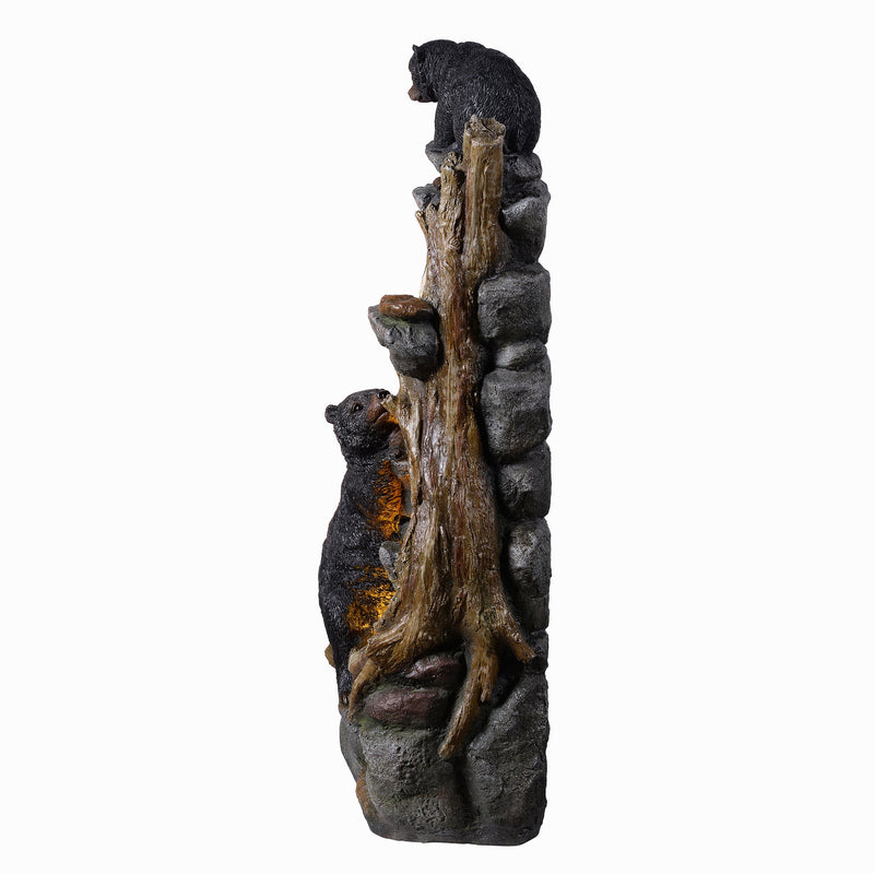 79764 - 37" H Bear Climbing Water Fountain Outdoor W/LEDs Hi-Line Gift Ltd.