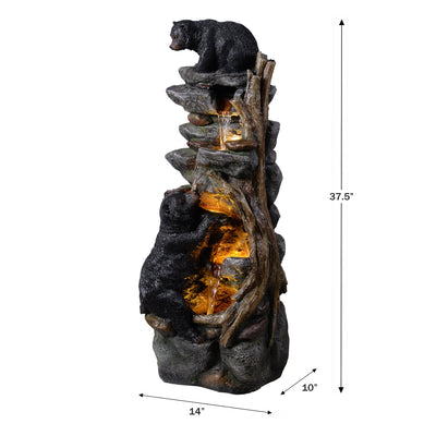 79764 - 37" H Bear Climbing Water Fountain Outdoor W/LEDs Hi-Line Gift Ltd.
