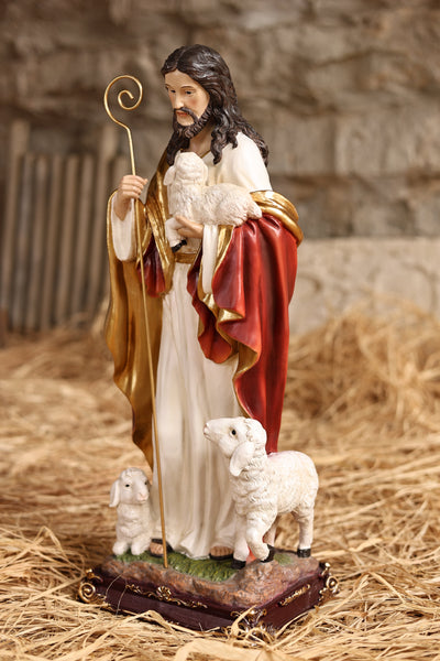 81716-24 - 24in Good Shepherd Figure Religious Decor Indoor/Outdoor Hi-Line Gift Ltd.