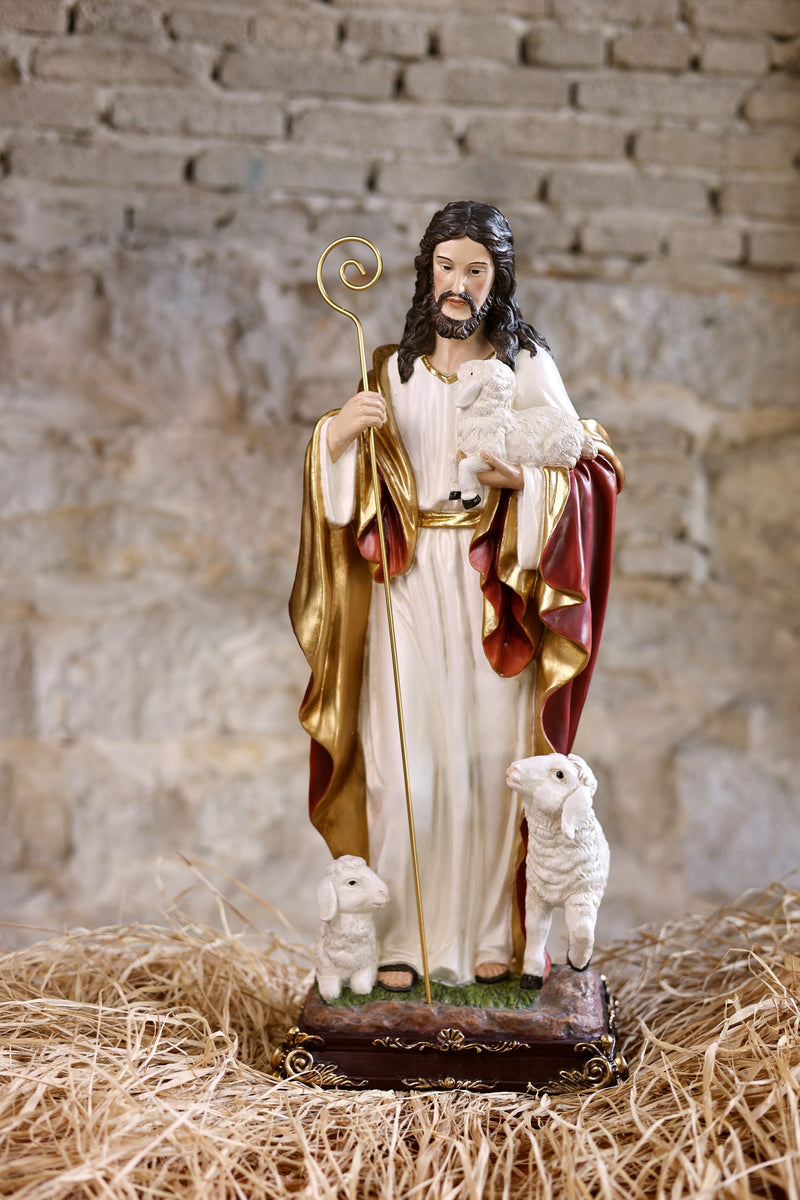 81716-24 - 24in Good Shepherd Figure Religious Decor Indoor/Outdoor Hi-Line Gift Ltd.