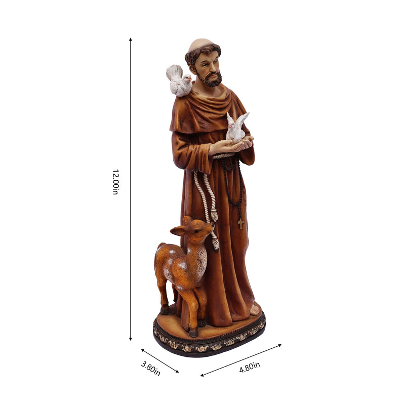 81725-12 - 12in St. Francis of Assis Statue Religious Decor Hi-Line Gift Ltd.
