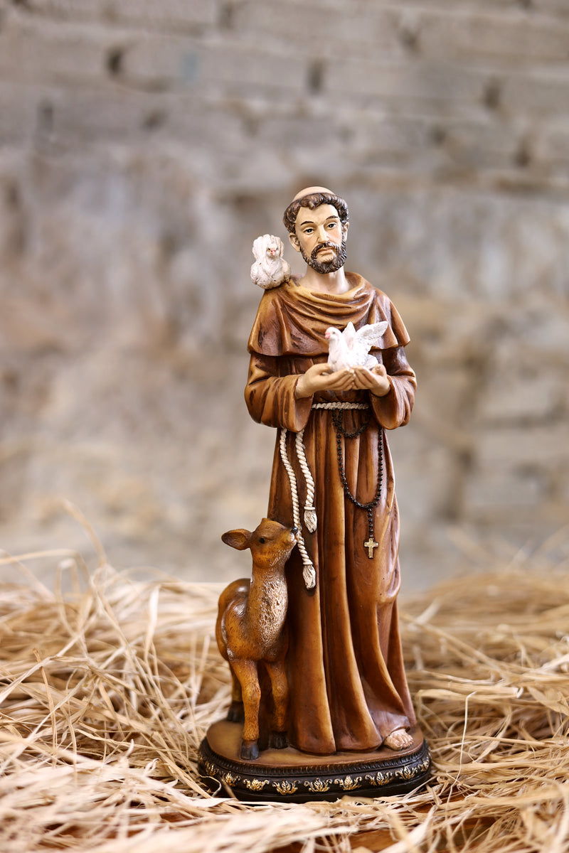 81725-12 - 12in St. Francis of Assis Statue Religious Decor