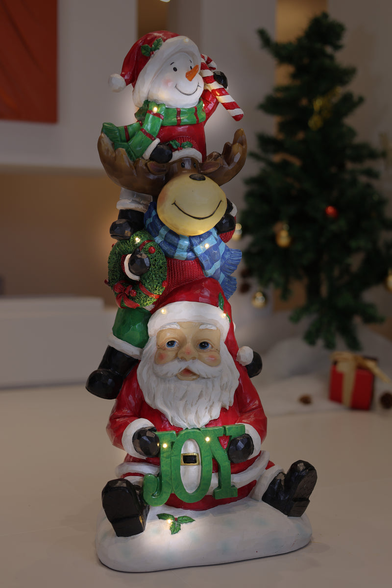 85187-A - Stacking Snowman Elk Santa Christmas Decoration with LED Lights Battery Operated Indoor Use Only Hi-Line Gift Ltd.
