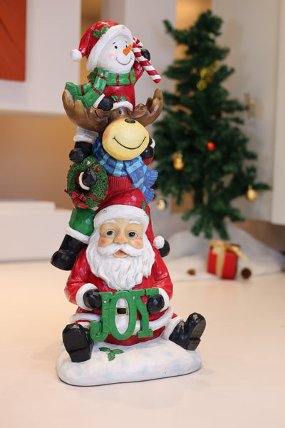 85187-A - Stacking Snowman Elk Santa Christmas Decoration with LED Lights Battery Operated Indoor Use Only Hi-Line Gift Ltd.