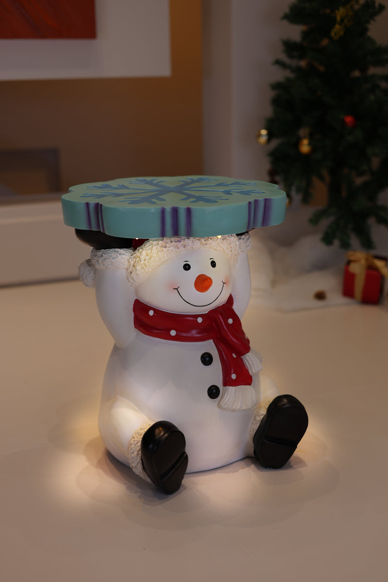 85187-D - Lighted Snowman Christmas Side Table Decor Battery Operated Indoor Use Only Hi-Line Gift Ltd.