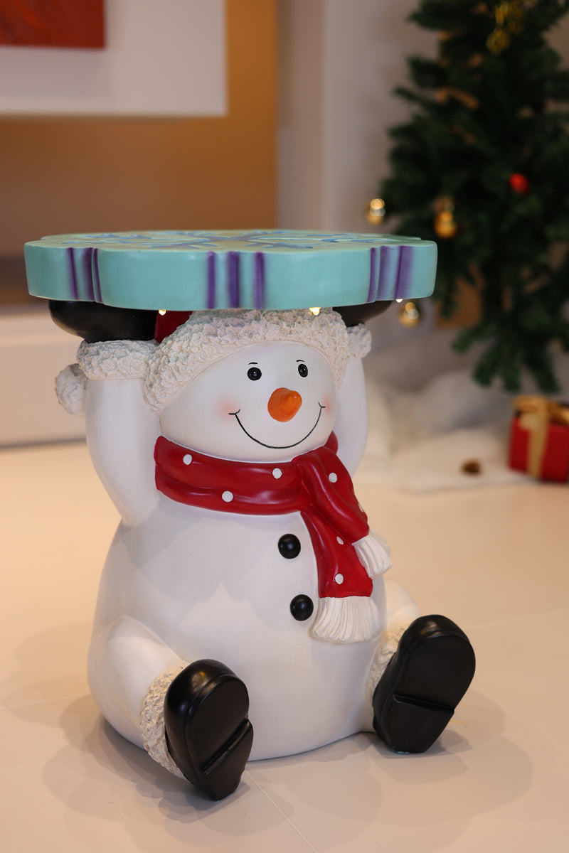 85187-D - Lighted Snowman Christmas Side Table Decor Battery Operated Indoor Use Only Hi-Line Gift Ltd.