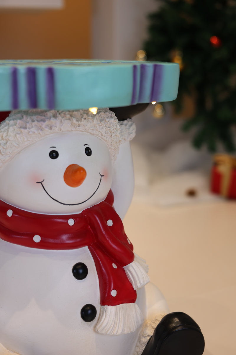 85187-D - Lighted Snowman Christmas Side Table Decor Battery Operated Indoor Use Only Hi-Line Gift Ltd.