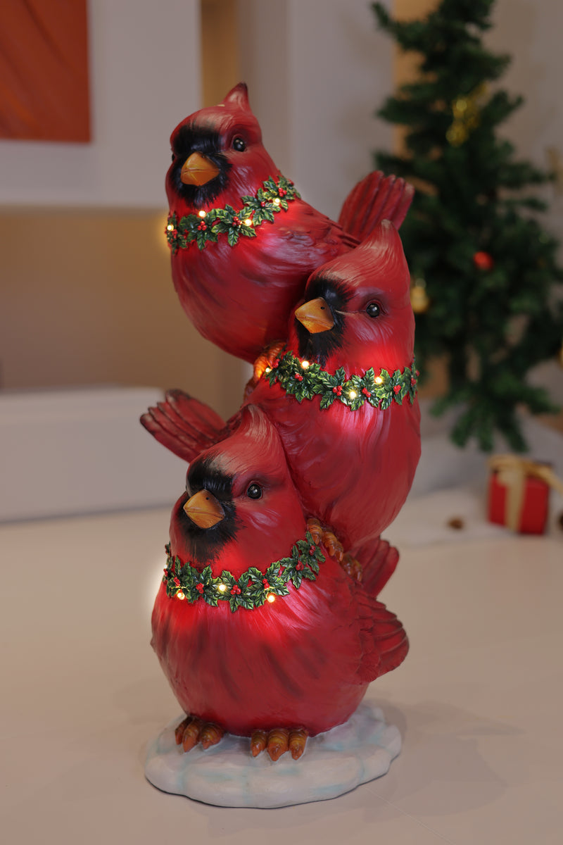 85187-E - Stacking Cardinals Christmas Decor with LED Lights Battery Operated Indoor Use Only Hi-Line Gift Ltd.
