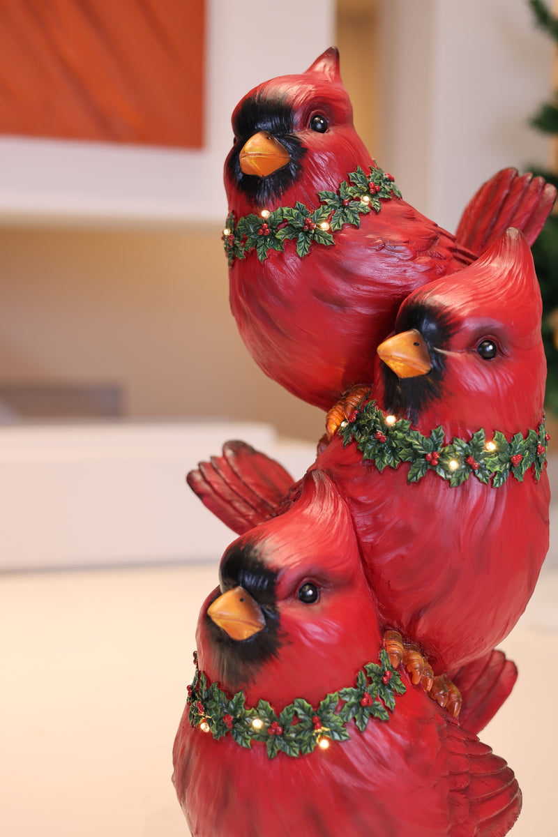 85187-E - Stacking Cardinals Christmas Decor with LED Lights Battery Operated Indoor Use Only Hi-Line Gift Ltd.
