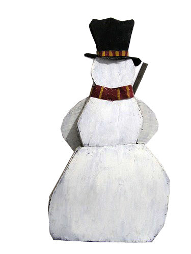 Wooden Snowman With  Broom Statue HI-LINE GIFT LTD.