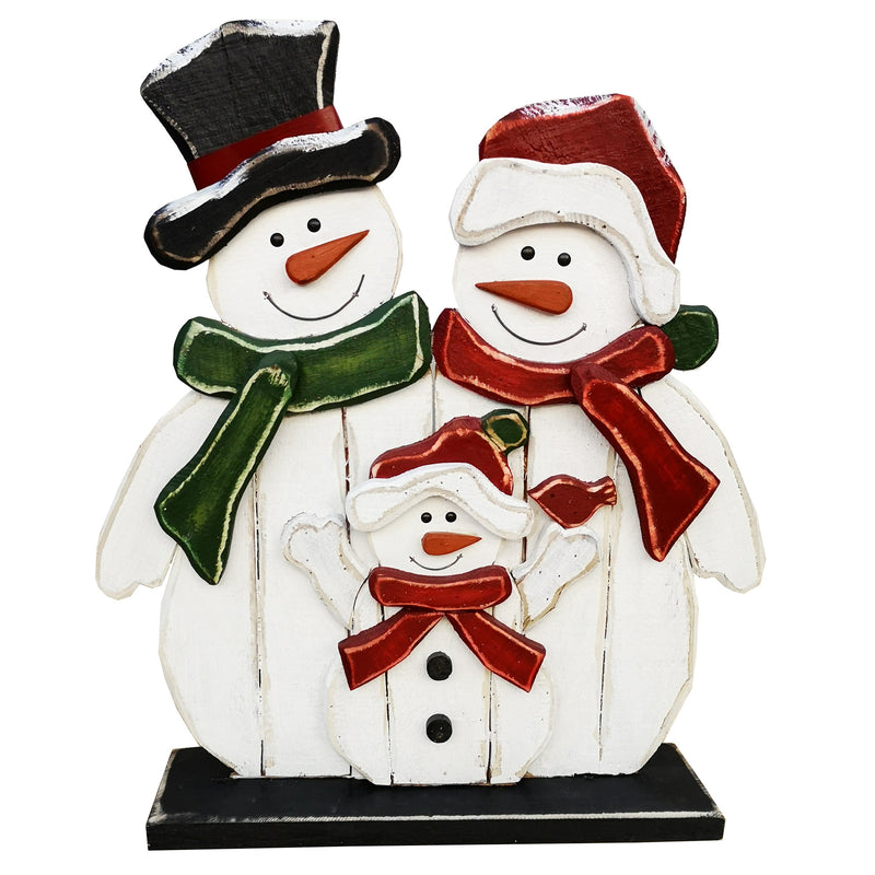 85255-G - 27in Wooden Snowman Family Christmas Decor Indoor Outdoor Use Hi-Line Gift Ltd.