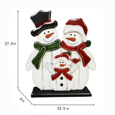 85255-G - 27in Wooden Snowman Family Christmas Decor Indoor Outdoor Use Hi-Line Gift Ltd.
