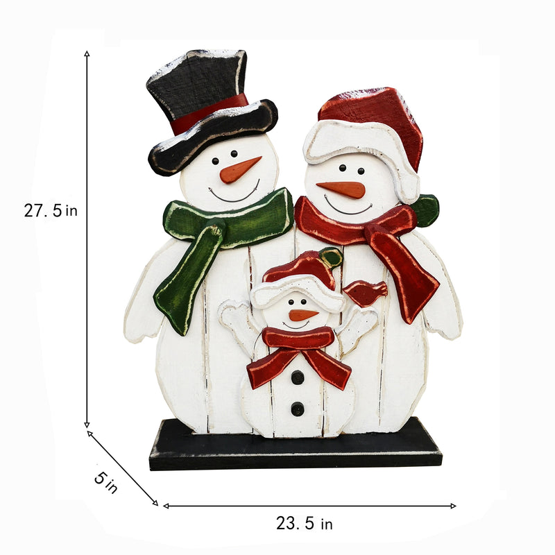 85255-G - 27in Wooden Snowman Family Christmas Decor Indoor Outdoor Use Hi-Line Gift Ltd.