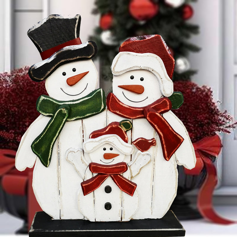 85255-G - 27in Wooden Snowman Family Christmas Decor Indoor Outdoor Use Hi-Line Gift Ltd.