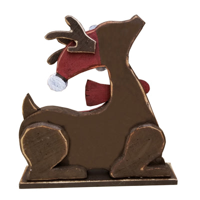 85255-I - 2 Piece Wooden Reindeer Christmas Decor Set Indoor Outdoor Use Hi-Line Gift Ltd.