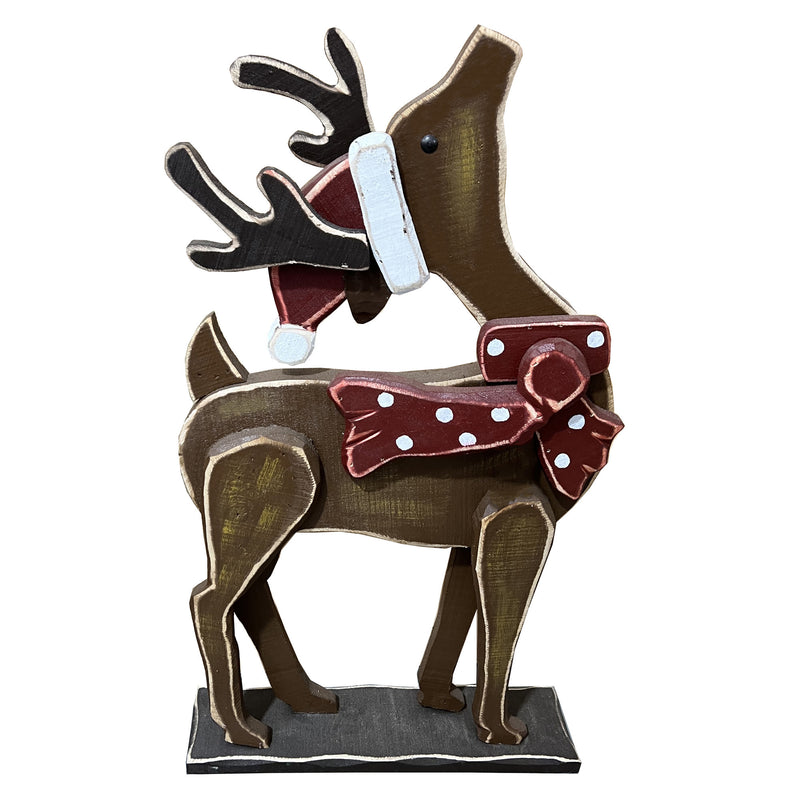 85255-I - 2 Piece Wooden Reindeer Christmas Decor Set Indoor Outdoor Use Hi-Line Gift Ltd.