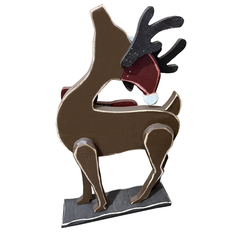 85255-I - 2 Piece Wooden Reindeer Christmas Decor Set Indoor Outdoor Use Hi-Line Gift Ltd.