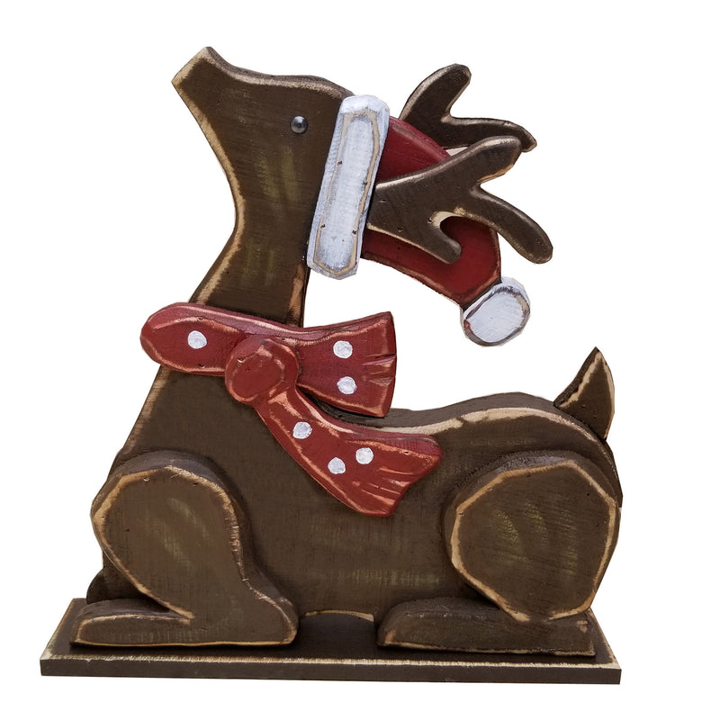 85255-I - 2 Piece Wooden Reindeer Christmas Decor Set Indoor Outdoor Use Hi-Line Gift Ltd.