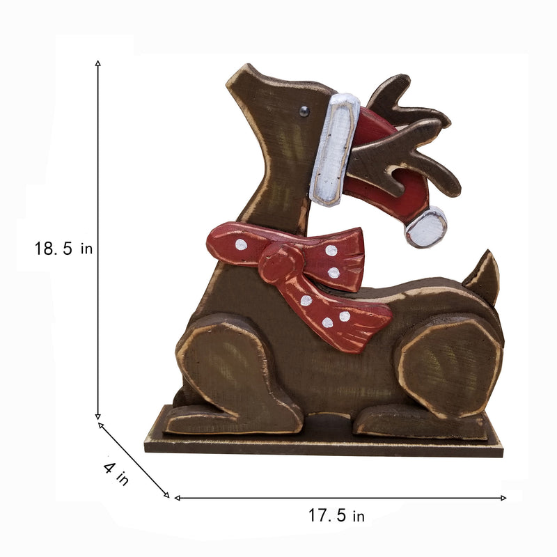 85255-I - 2 Piece Wooden Reindeer Christmas Decor Set Indoor Outdoor Use Hi-Line Gift Ltd.