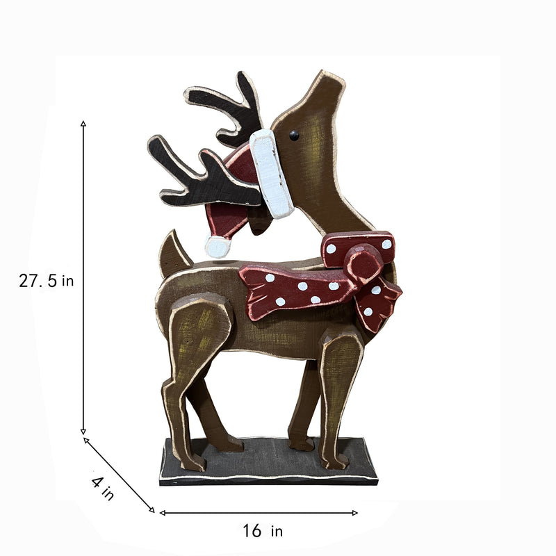 85255-I - 2 Piece Wooden Reindeer Christmas Decor Set Indoor Outdoor Use Hi-Line Gift Ltd.