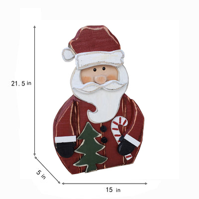 85255-K - 2 Piece Wooden Santa and Snowman 20in Christmas Decor Indoor Outdoor Use Hi-Line Gift Ltd.