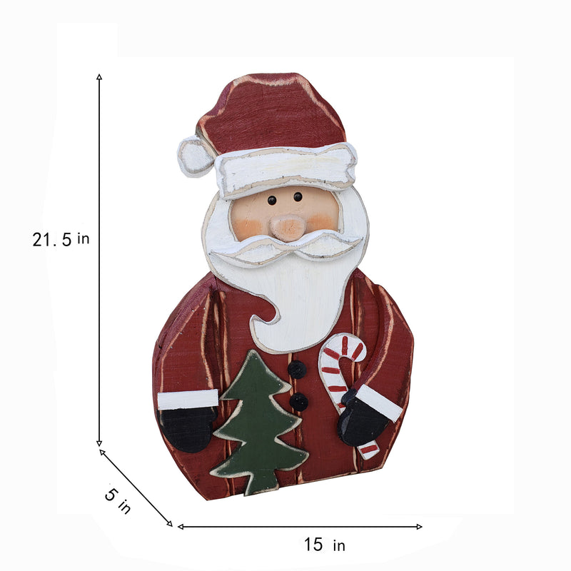 85255-K - 2 Piece Wooden Santa and Snowman 20in Christmas Decor Indoor Outdoor Use Hi-Line Gift Ltd.