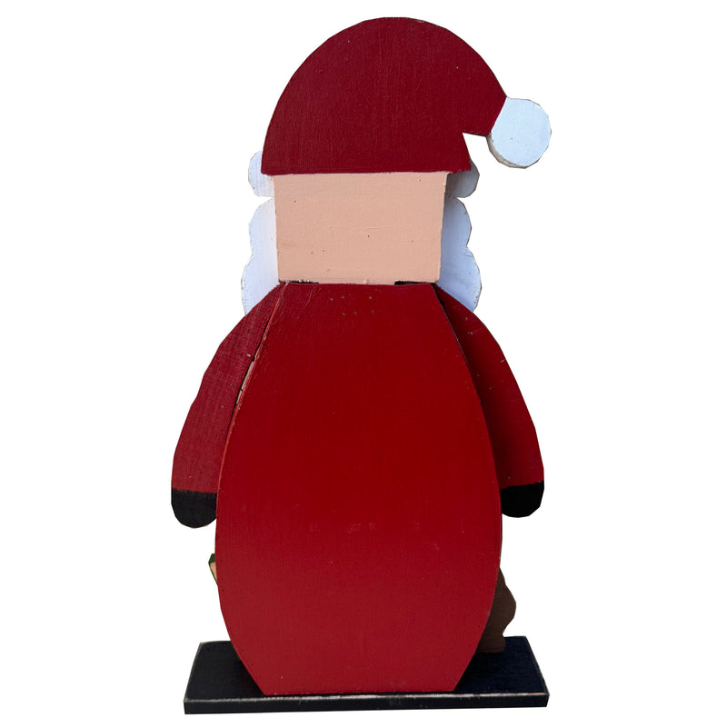 85255-L - 30in Wooden Santa with Reindeer Christmas Decor Indoor Outdoor Use Hi-Line Gift Ltd.