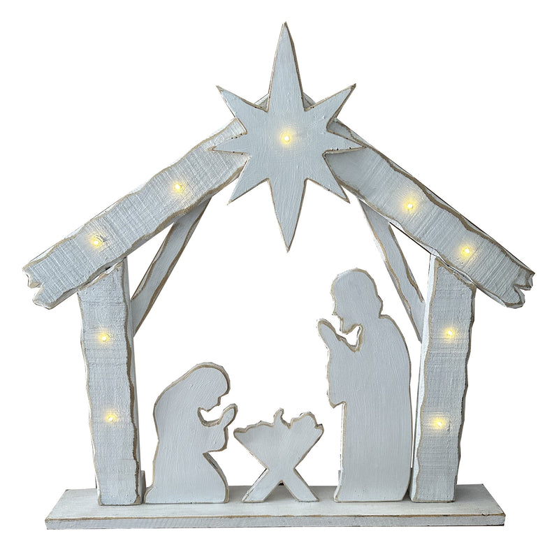 85255-M - 30in Lighted Wooden Nativity Family with Timer Battery Operated Christmas Decor Hi-Line Gift Ltd.