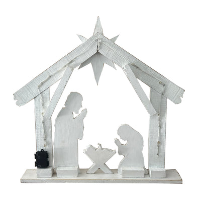 85255-M - 30in Lighted Wooden Nativity Family with Timer Battery Operated Christmas Decor Hi-Line Gift Ltd.